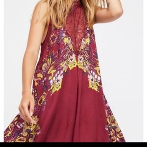 Free People intimately Marsha wine lace mini dress